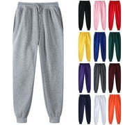 safuny Sweatpants for Girls Women's Plus Size Sweatpants with Pocket Sports Cute Joggers Elastic Waist Jog Pants for Teen Girls Casual Junior Trousers Trendy Solid Color Activewear